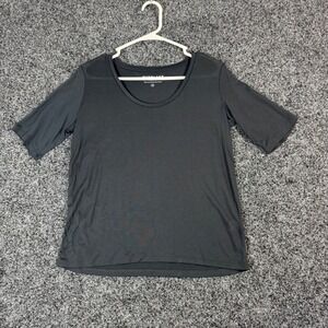 EVERLANE Black 100% Lyocell Scoop Neck‎ Elbow Sleeve T Shirt Extra Small